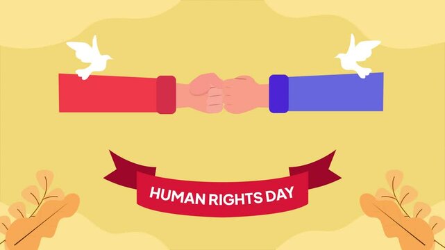 Animated video International Human Rights Day Concept. Full length animation illustration. High quality 4k footage. 