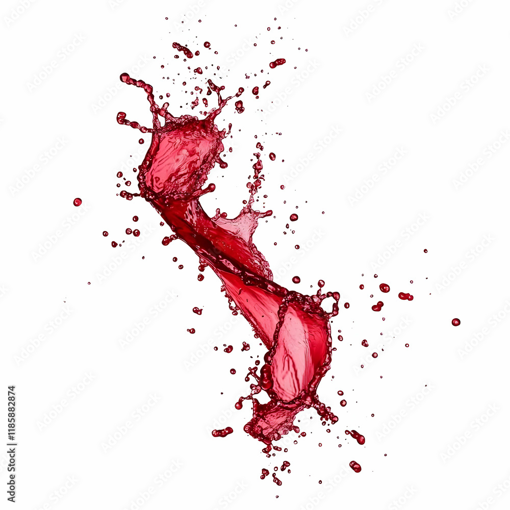 Poster red liquid splashes and flies dynamically upward