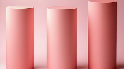 Pink Cylinders Stand Tall and Minimalist on Pink