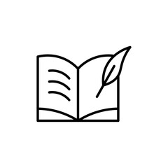 Quill pen and notebook page icon simple vector symbol