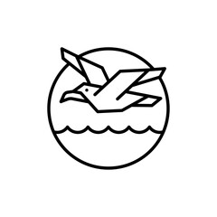 Sea with seagull icon simple vector symbol