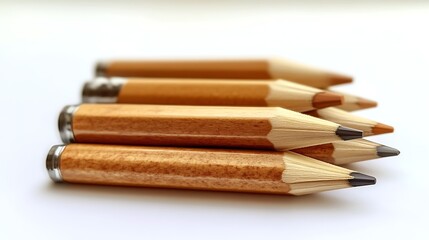 Obraz premium Four Brown Wooden Pencils Arranged Neatly Together