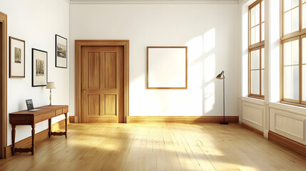 Empty Room with Wooden Floor and Sunlight Creates Calm Ambiance