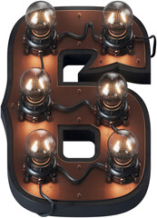 3d rendered letter in loft steam-punk style with vintage bulb lamps and brass aged surface