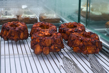 a bakery with chocolate on a delicious baked bread