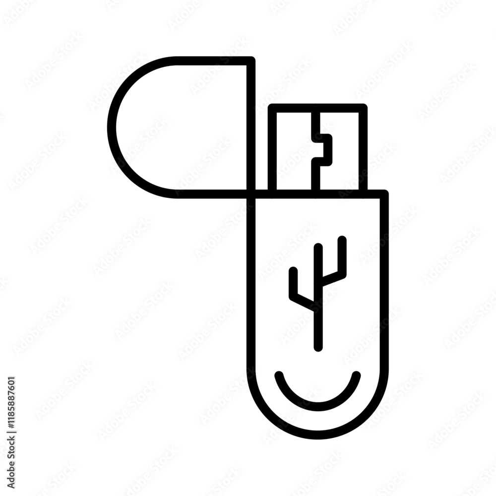 Poster usb icon simple vector symbol