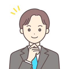 納得しているスーツの男性（肌の色あり）