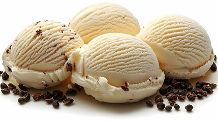 Ice Cream Scoops with Chocolate Sprinkles Delightfully Arranged on White