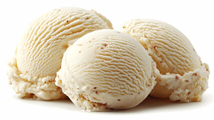 Ice Cream Scoops Melting Slowly on White Background Close Up