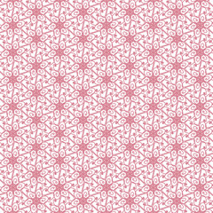 Fototapeta premium Pattern geometrico continuo con linee curve rosa su sfondo bianco, motivo ornamentale astratto e ripetibile per texture di sfondo e design di tessuti