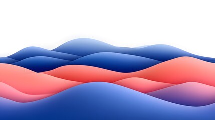 Naklejka premium Abstract Blue and Coral Wave Hills Background