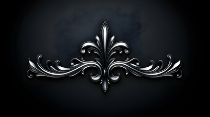 Silver ornate design element against dark stormy sky, ideal for logos or headers