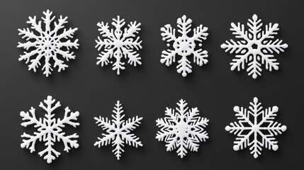 Falling snowflakes on isolated background.