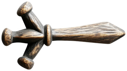Obraz premium Wooden object resembling a stylized sword or decorative piece.