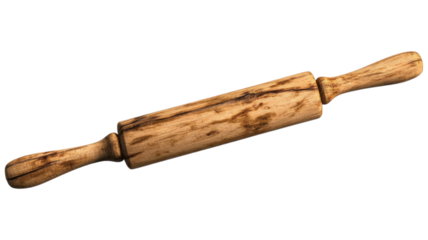 Wooden rolling pin on a black background.
