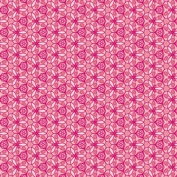 Pattern geometrico continuo con linee curve rosa su sfondo bianco, motivo ornamentale astratto e ripetibile per texture di sfondo e design di tessuti