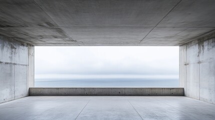 Fototapeta premium Minimalist Concrete Architecture with Ocean View