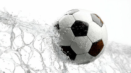 Soccer Ball Splashes Through Water with Dynamic Energy and Precision