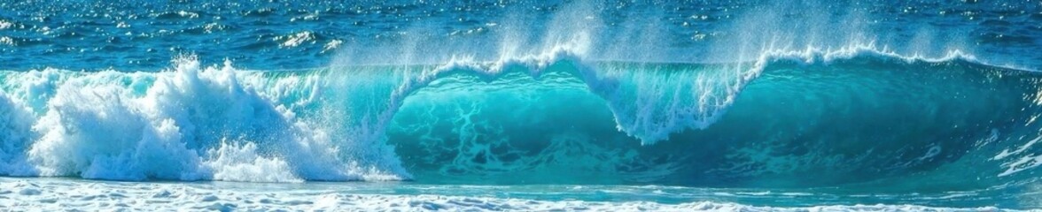 Fototapeta premium Vibrant blue sea, churning waves, frothy white crests, coastal, summer