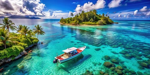 Aerial View of Papeete Lagoon Boat Paradise: French Polynesia Idyllic Escape