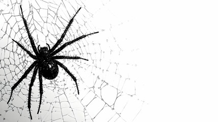Spider Builds Intricate Web with Dewdrops Elegantly Adorned