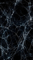 Spider Webs Glisten on a Dark Night, Creating an Eerie Scene