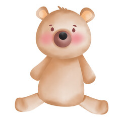 Brown Baby Bear Sitting Illustration.