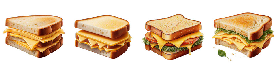 Delicious assortment of sandwiches with cheese and fresh ingredients, perfect for lunch.
