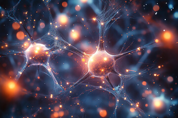 A neural network in the shape of a digital web, with nodes lighting up.