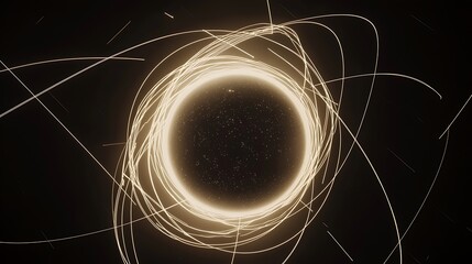 A glowing, yellow circle with a black background