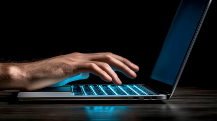 Hand Types on Backlit Keyboard in Dark Room Quickly and Efficiently