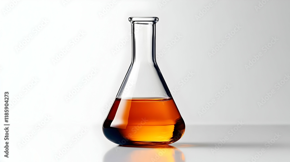 Poster laboratory flask holds chemical solution experiment