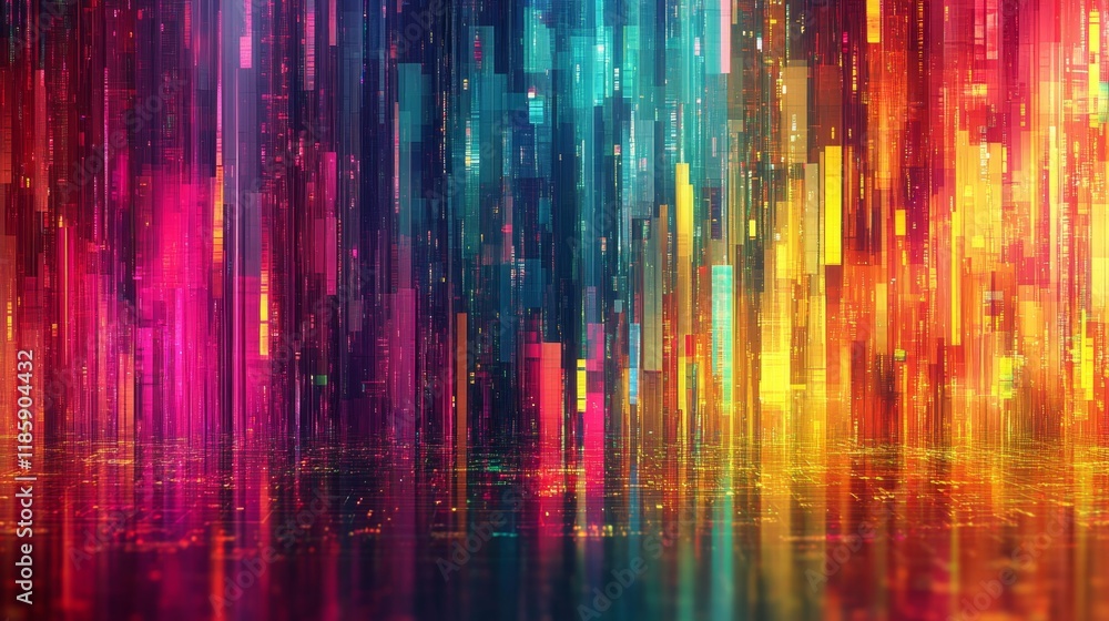 Poster colorful vertical lines with glowing light reflection abstract background