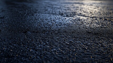 Dark Asphalt Texture: A Close-Up View of Wet Road Surface