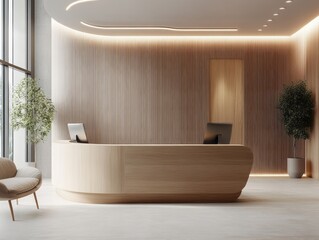 Modern Minimalist Wooden Reception Desk Design