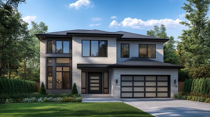 Sophisticated and Stylish Front View of a Modern Home Design