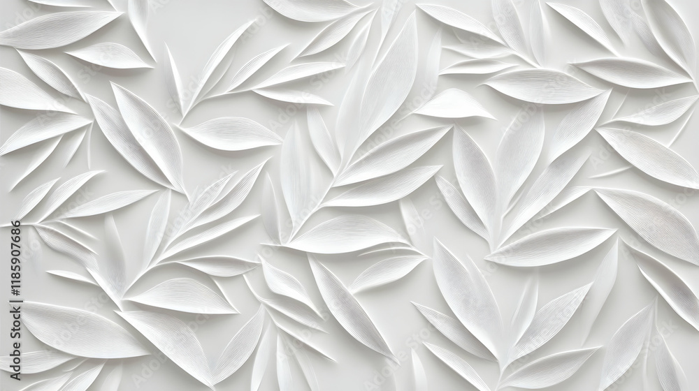 Poster white leaves form elegant abstract pattern seamlessly
