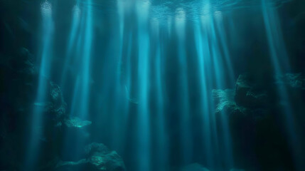 Ocean Depths Reveal Light Beams Piercing Through the Dark Abyss
