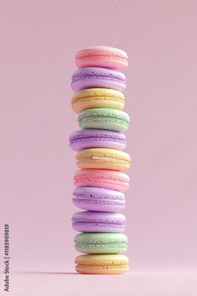 Canvas Prints A stack of colorful macarons. AI.