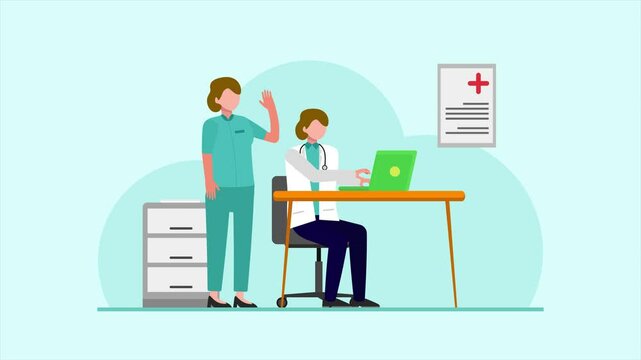 Animated video Medical professional Concept.. Full length animation illustration. High quality 4k footage. 
