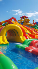 Water Slides Create Summer Fun at Colorful Inflatable Park