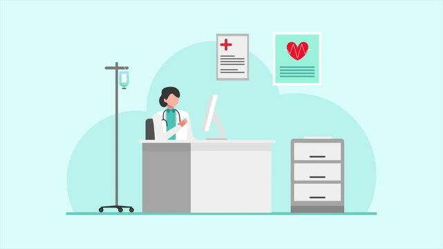 Animated video Medical professional Concept.. Full length animation illustration. High quality 4k footage. 