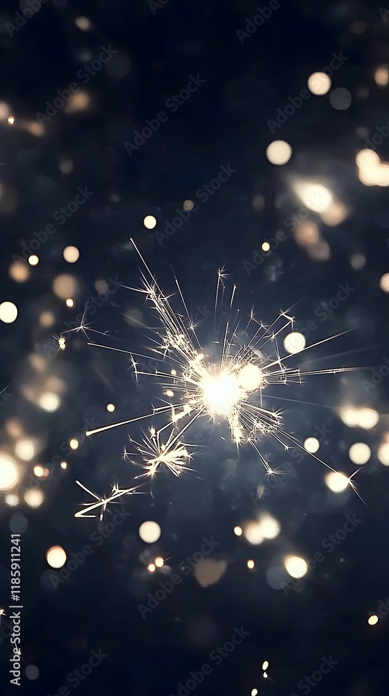 Poster sparkler shines brightly with bokeh background
