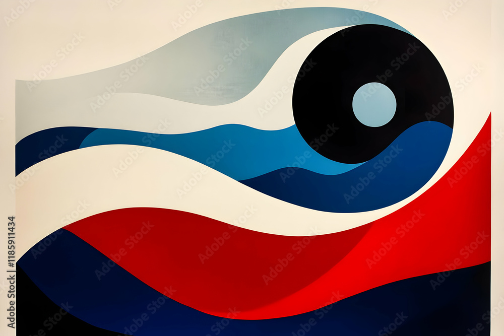 Poster abstract art: colorful waves flow smoothly and dynamically
