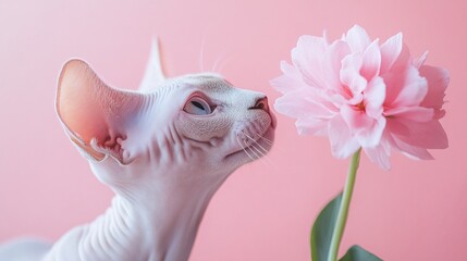 Naklejka premium Cat With Flowers Isolated Image
