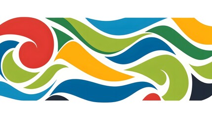 Obraz premium Abstract Colorful Wave Design Vibrant Swirls Green Blue Red Yellow Orange Pattern