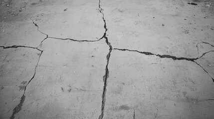 Fototapeta premium Cracked asphalt texture. Gray monochrome surface with cracks.