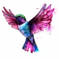 Obraz premium Hummingbird Flies Gracefully with Vibrant Wings