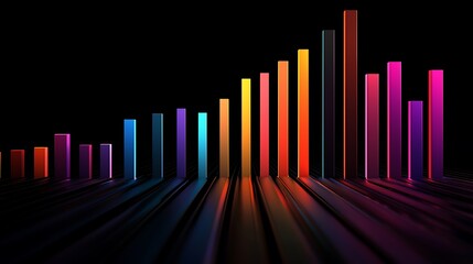 Obraz premium Abstract data representation with colorful bars on dark background symbolizing data trends