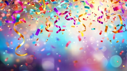 Celebration with colorful confetti party in blurred abstract background